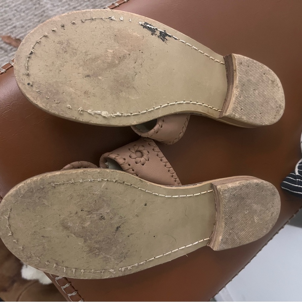 Women's Beige Leather Sandals - Picture 3 of 3
